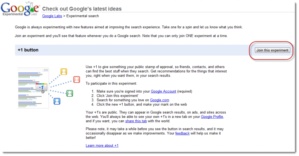 google+1 experimental 1024x534 Como activar Google +1 La Red Social de Google
